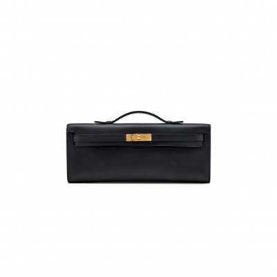 HERMES MASTER BLACK SWIFT KELLY CUT GOLD HARDWARE (31*13*2.5cm) 